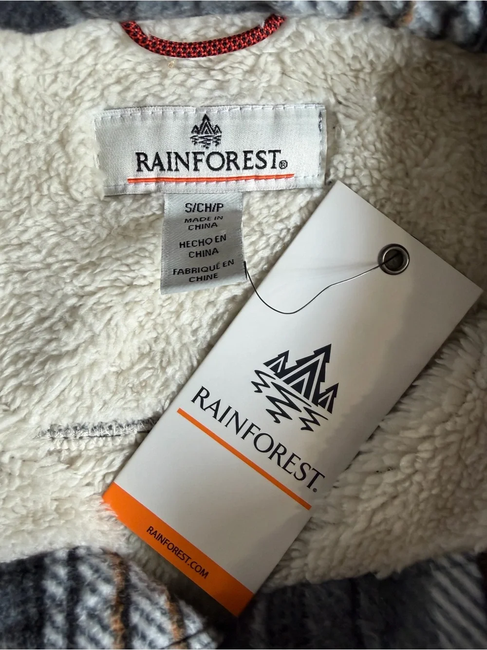Rainforest Edgewood Plaid Bonded Fleece & Faux Shearling Jacket Small NWT